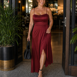 Dress | Flowing Cut Summer Dress | Elegant Chic Style with Slit 0