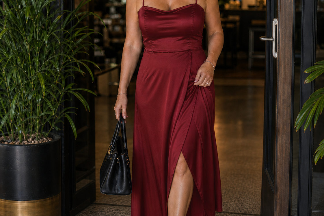 Dress | Flowing Cut Summer Dress | Elegant Chic Style with Slit 0