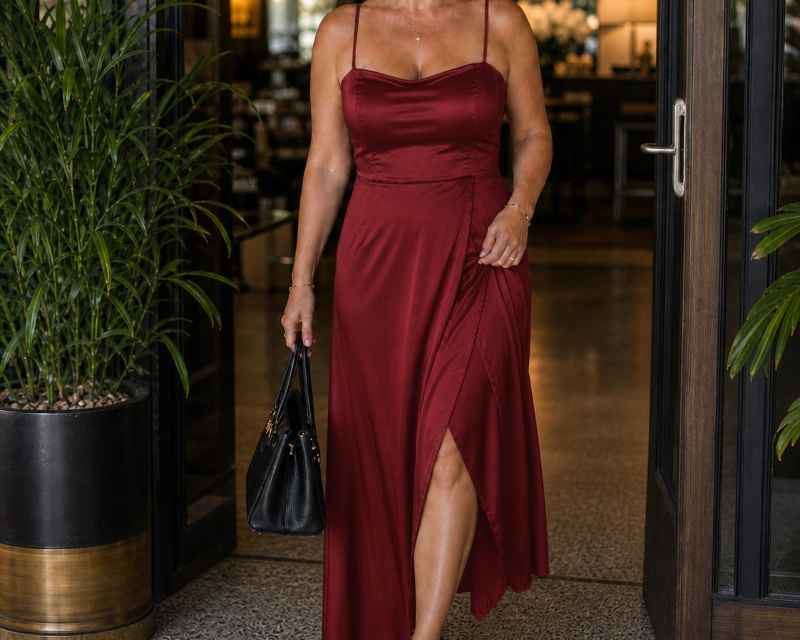 Dress | Flowing Cut Summer Dress | Elegant Chic Style with Slit 0