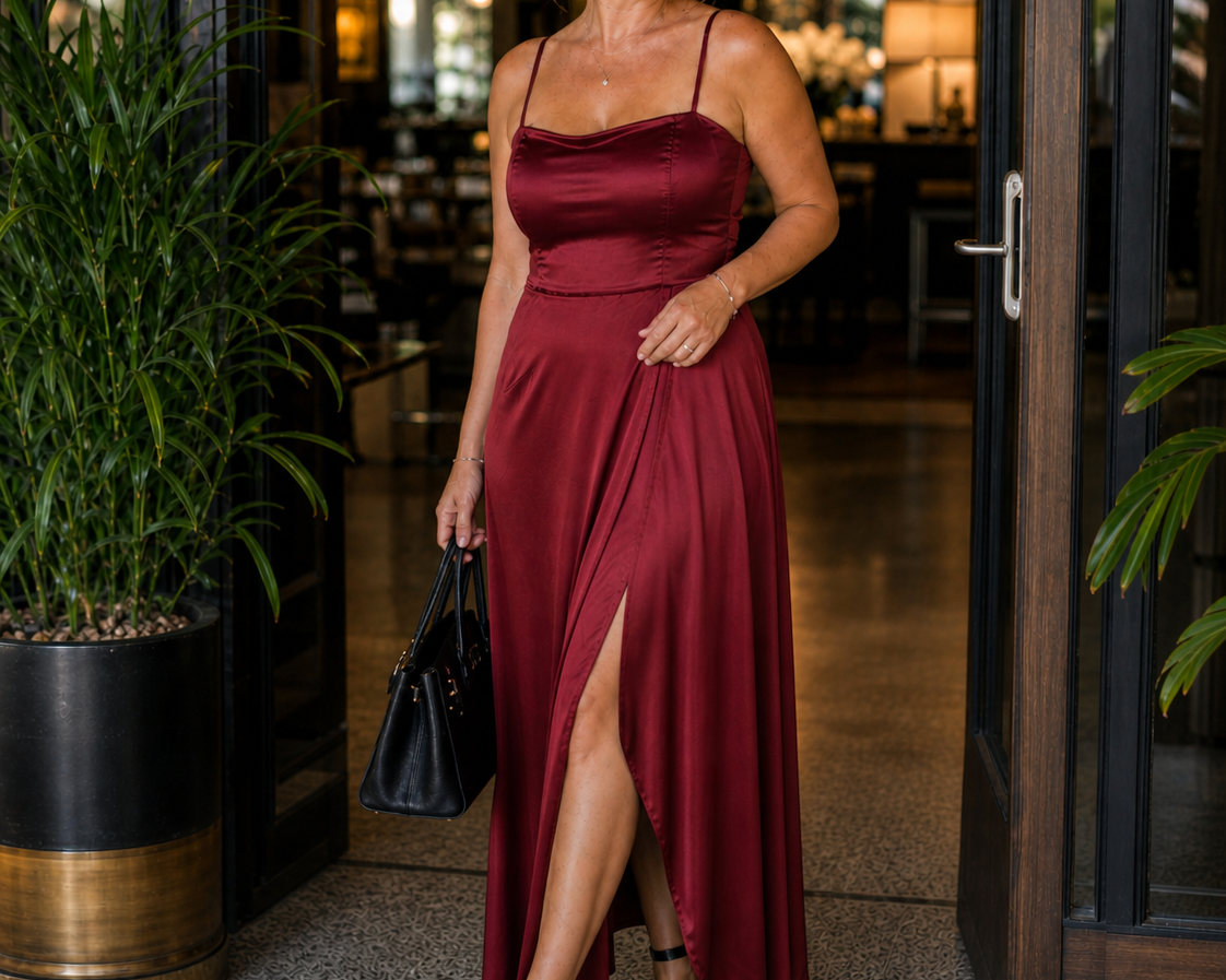 Dress | Flowing Cut Summer Dress | Elegant Chic Style with Slit 1