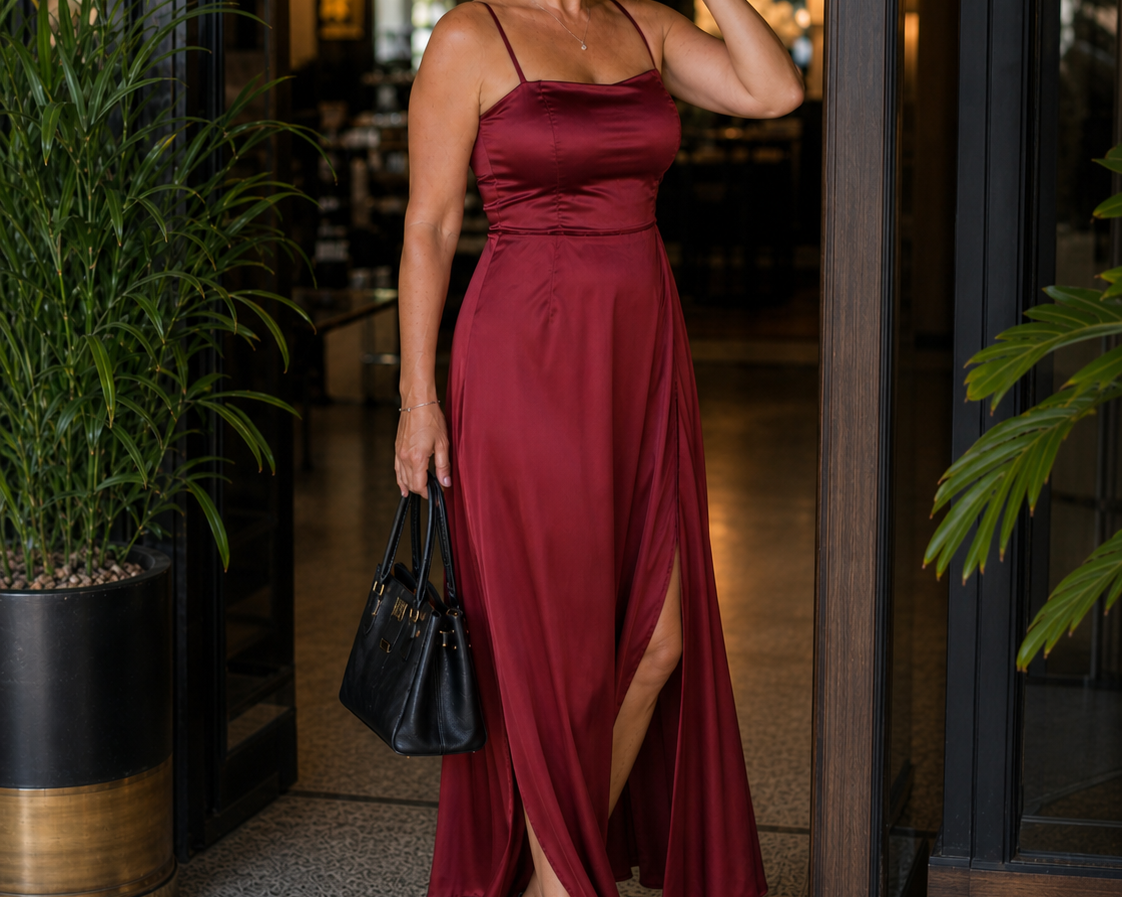 Dress | Flowing Cut Summer Dress | Elegant Chic Style with Slit 2