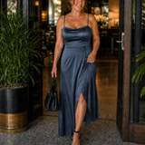 Dress | Flowing Cut Summer Dress | Elegant Chic Style with Slit 4