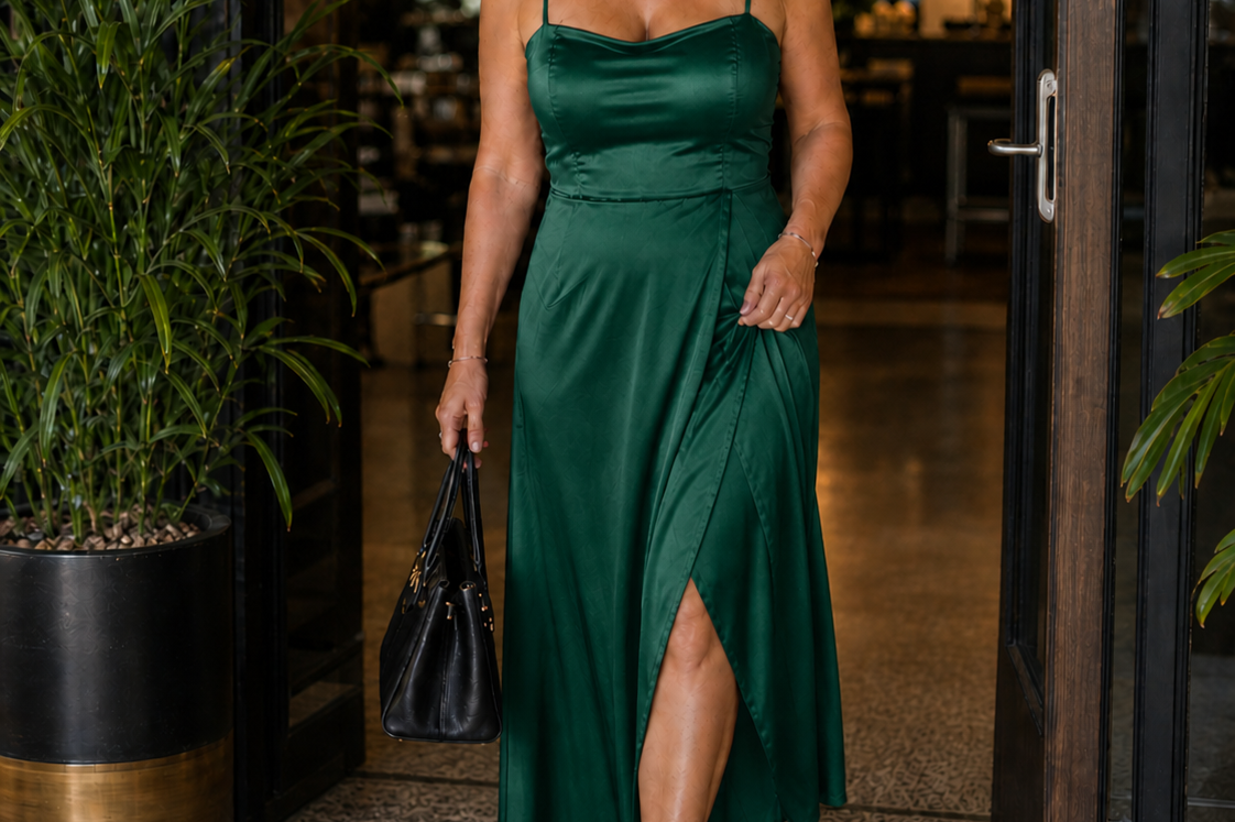 Dress | Flowing Cut Summer Dress | Elegant Chic Style with Slit 5