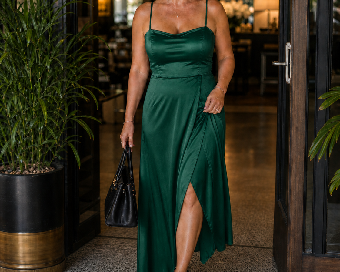 Dress | Flowing Cut Summer Dress | Elegant Chic Style with Slit 5