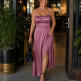 Dress | Flowing Cut Summer Dress | Elegant Chic Style with Slit 6