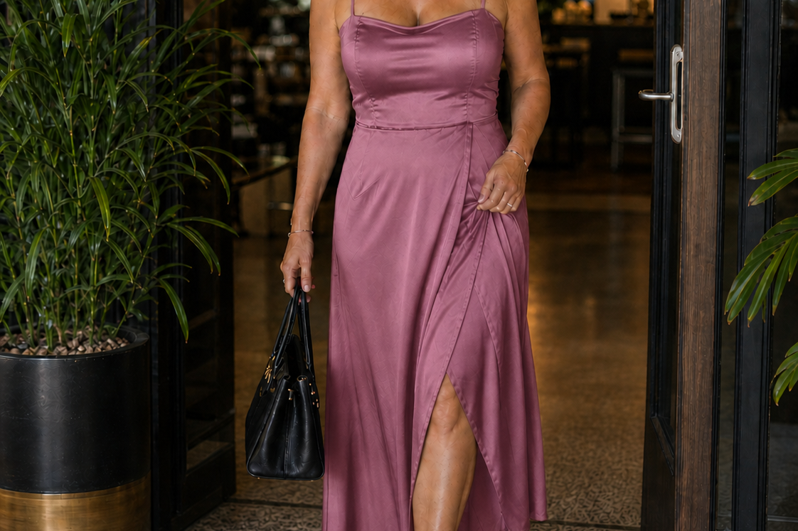 Dress | Flowing Cut Summer Dress | Elegant Chic Style with Slit 6