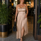 Dress | Flowing Cut Summer Dress | Elegant Chic Style with Slit 7