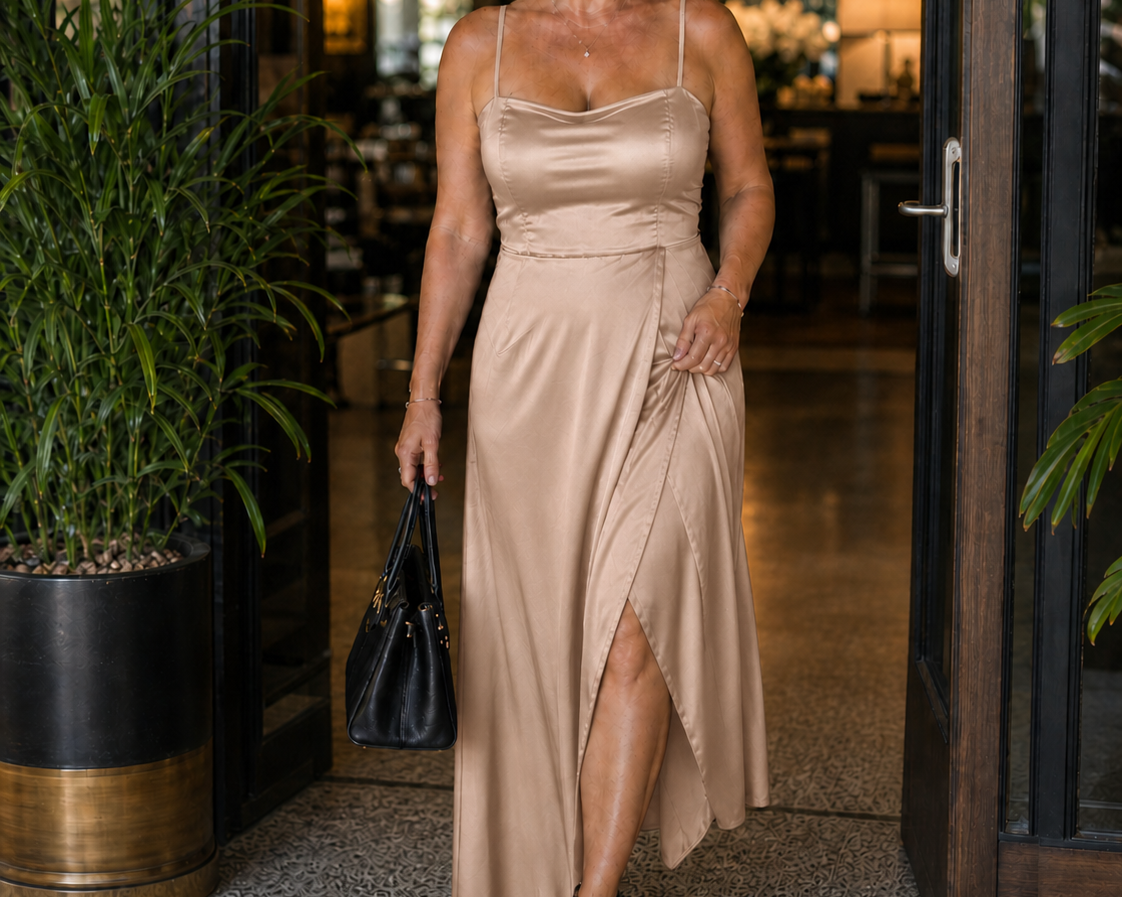 Dress | Flowing Cut Summer Dress | Elegant Chic Style with Slit 7