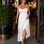 Dress | Flowing Cut Summer Dress | Elegant Chic Style with Slit 8