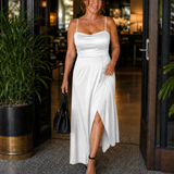 Dress | Flowing Cut Summer Dress | Elegant Chic Style with Slit 8