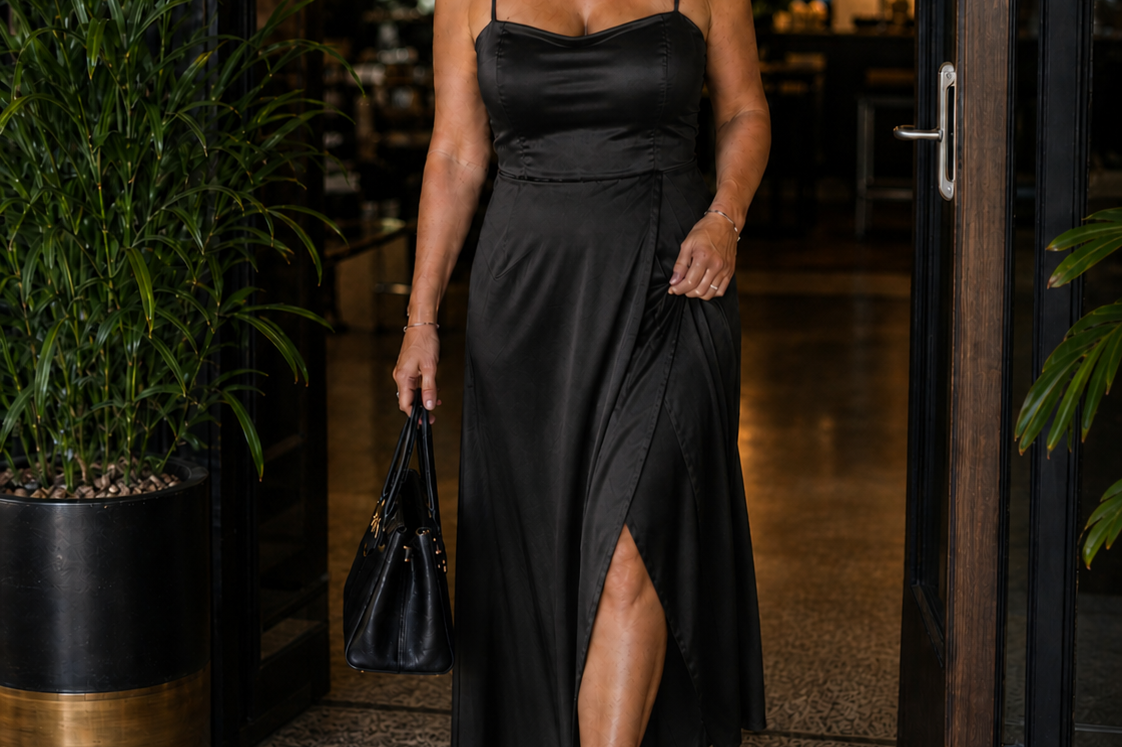 Dress | Flowing Cut Summer Dress | Elegant Chic Style with Slit 9