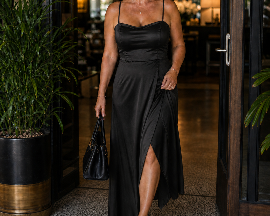 Dress | Flowing Cut Summer Dress | Elegant Chic Style with Slit 9