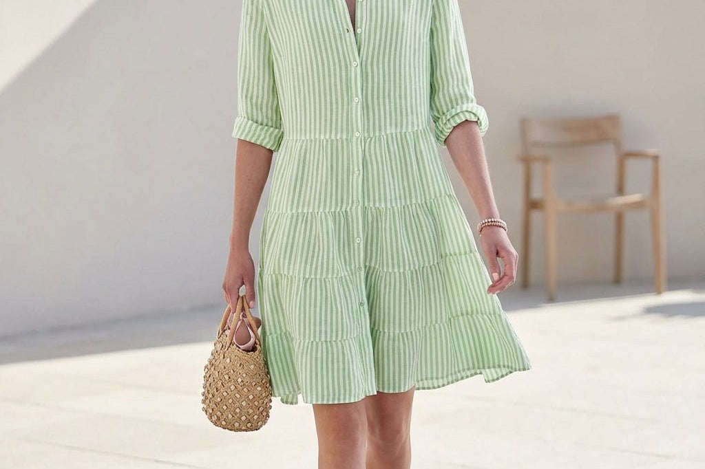 Dresses | Tiered Mini Dress | Classic Collared Button-Front | Relaxed Fit | Effortless Style 0