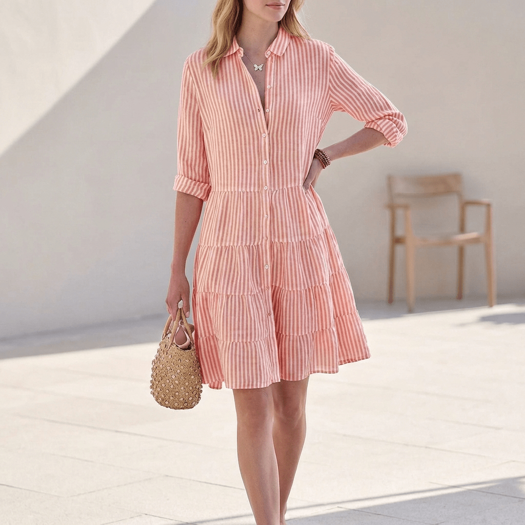Dresses | Tiered Mini Dress | Classic Collared Button-Front | Relaxed Fit | Effortless Style 1