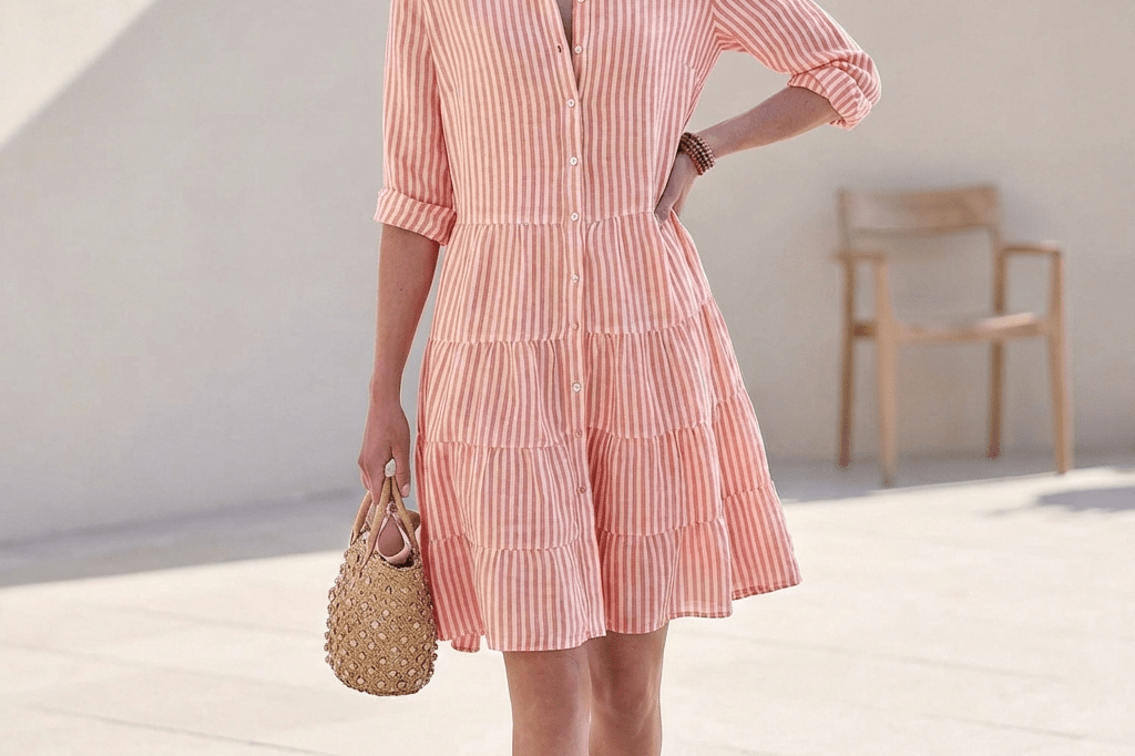 Dresses | Tiered Mini Dress | Classic Collared Button-Front | Relaxed Fit | Effortless Style 1