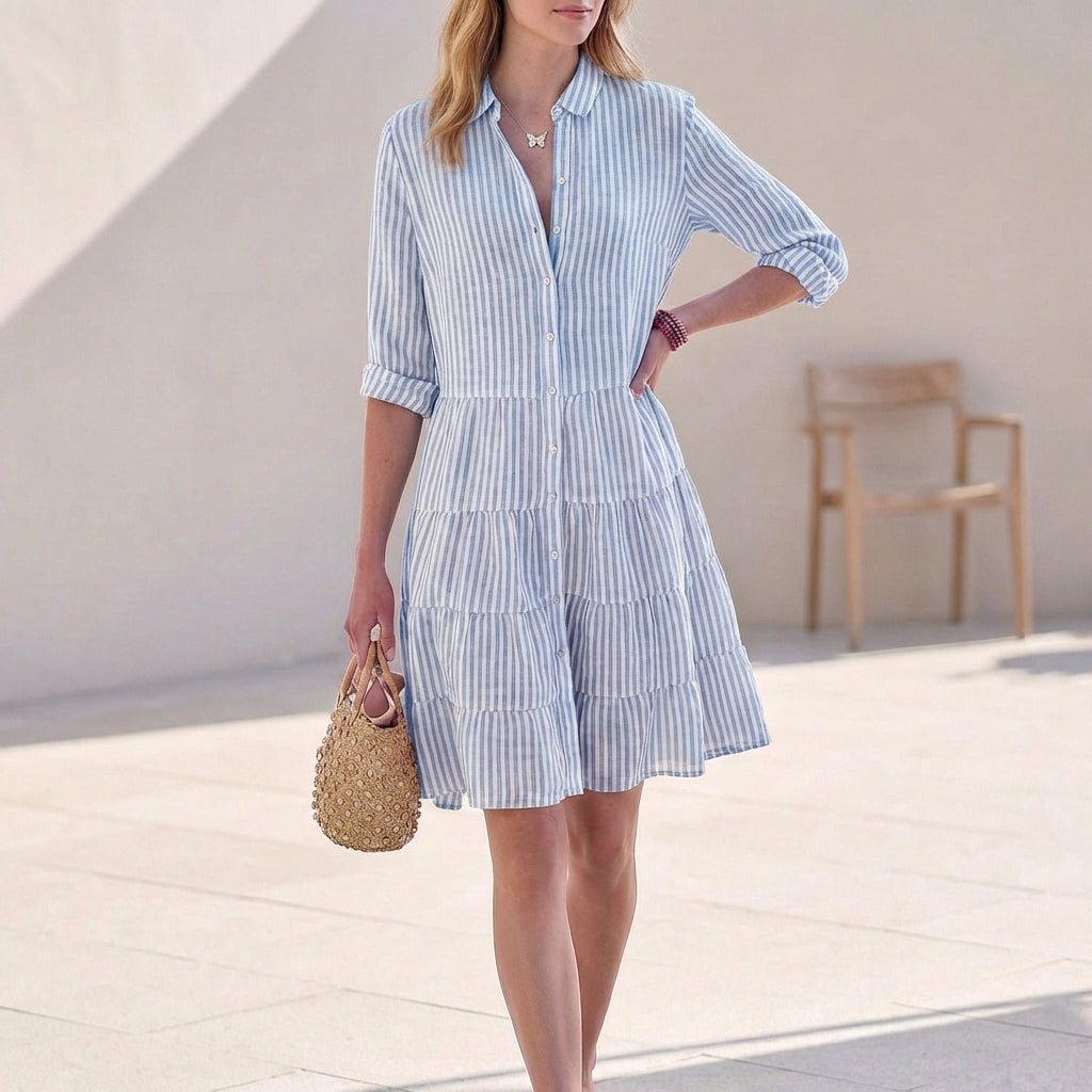 Dresses | Tiered Mini Dress | Classic Collared Button-Front | Relaxed Fit | Effortless Style 2