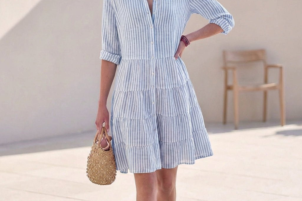 Dresses | Tiered Mini Dress | Classic Collared Button-Front | Relaxed Fit | Effortless Style 2