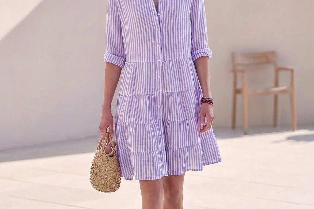 Dresses | Tiered Mini Dress | Classic Collared Button-Front | Relaxed Fit | Effortless Style 3