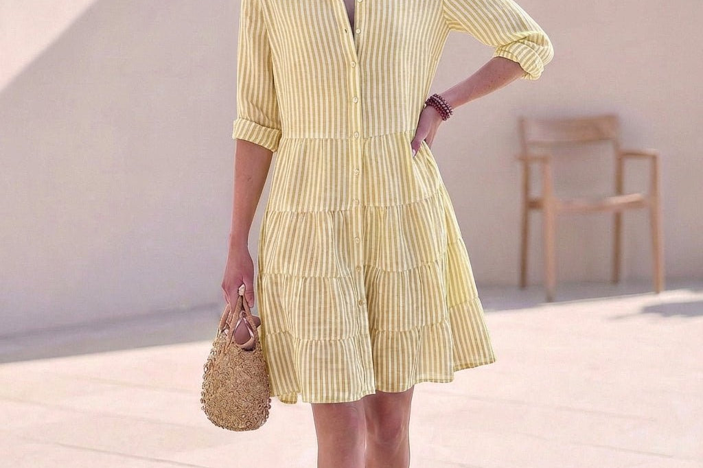 Dresses | Tiered Mini Dress | Classic Collared Button-Front | Relaxed Fit | Effortless Style 4