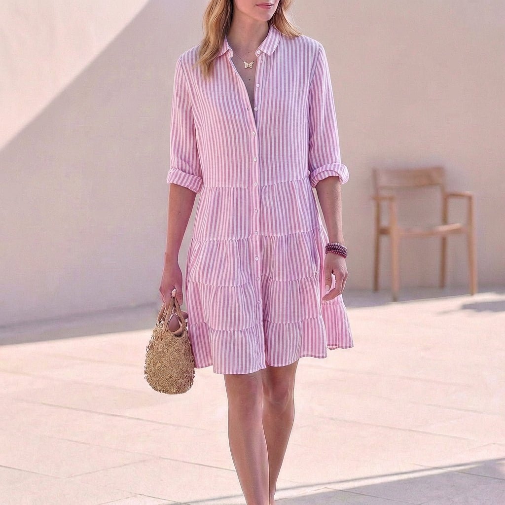 Dresses | Tiered Mini Dress | Classic Collared Button-Front | Relaxed Fit | Effortless Style 5