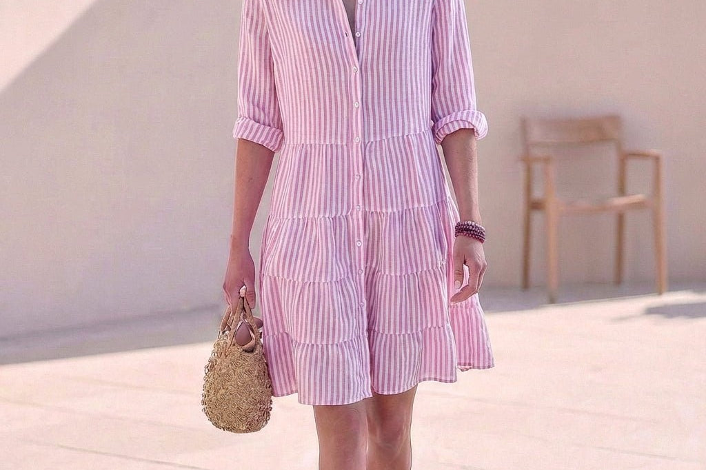 Dresses | Tiered Mini Dress | Classic Collared Button-Front | Relaxed Fit | Effortless Style 5