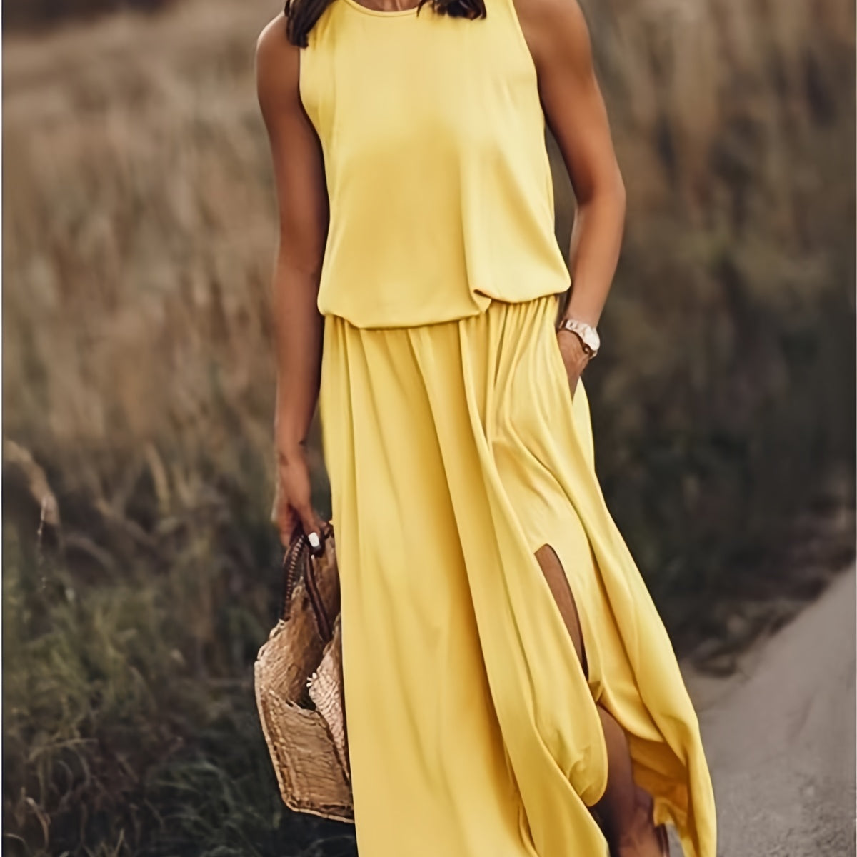 Elegant Collection | Women's Maxi Dress with Flattering Blouson Bodice | Stylish Sleeveless Design for Effortless Summer Chic 0