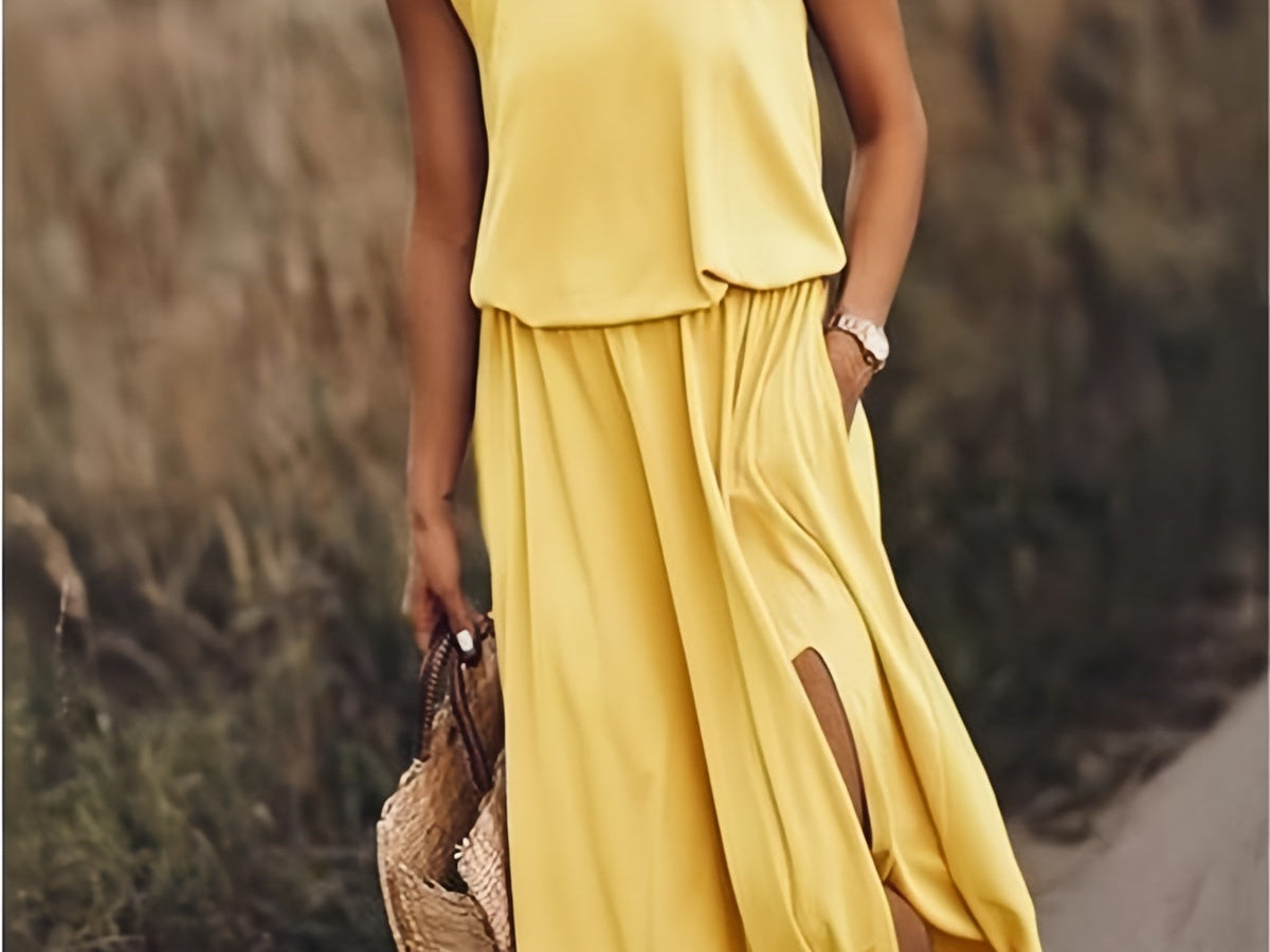 Elegant Collection | Women's Maxi Dress with Flattering Blouson Bodice | Stylish Sleeveless Design for Effortless Summer Chic 0