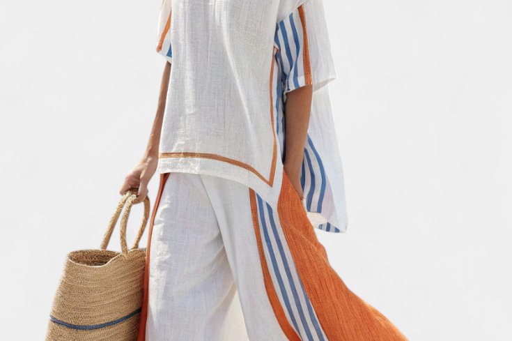 Elegant Striped Summer Outfit | Chic Oversized Set for Effortless Style 0
