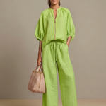 Elegant Twin Set | Puff Sleeve Blouse and Wide Leg Trousers | Chic and Comfortable 1