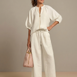 Elegant Twin Set | Puff Sleeve Blouse and Wide Leg Trousers | Chic and Comfortable 3