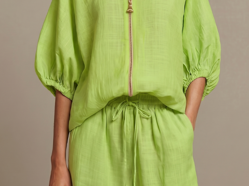 Elegant Twin Set | Puff Sleeve Blouse and Wide Leg Trousers | Chic and Comfortable 4