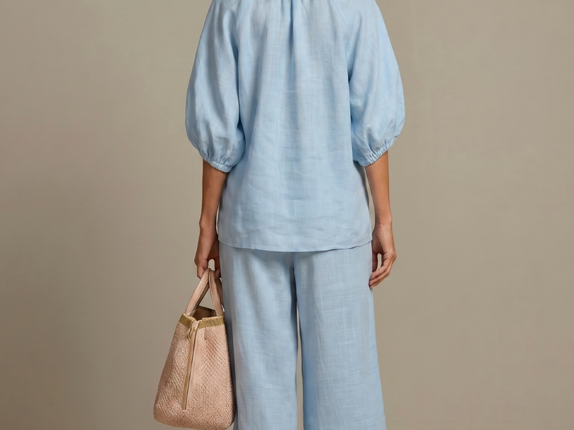 Elegant Twin Set | Puff Sleeve Blouse and Wide Leg Trousers | Chic and Comfortable 7