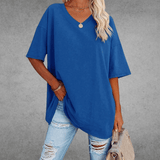 Elegant Women's T-Shirt with V-Neck & Short Sleeves | Soft Cotton Fabric for All-Day Comfort 1