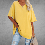 Elegant Women's T-Shirt with V-Neck & Short Sleeves | Soft Cotton Fabric for All-Day Comfort 10
