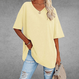 Elegant Women's T-Shirt with V-Neck & Short Sleeves | Soft Cotton Fabric for All-Day Comfort 11