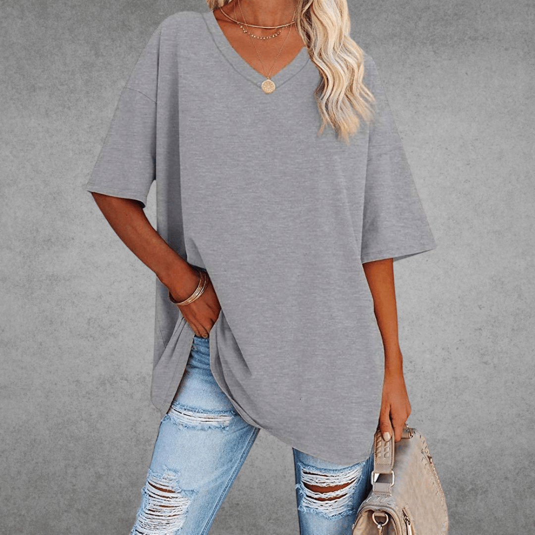 Elegant Women's T-Shirt with V-Neck & Short Sleeves | Soft Cotton Fabric for All-Day Comfort 12