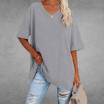 Elegant Women's T-Shirt with V-Neck & Short Sleeves | Soft Cotton Fabric for All-Day Comfort 12
