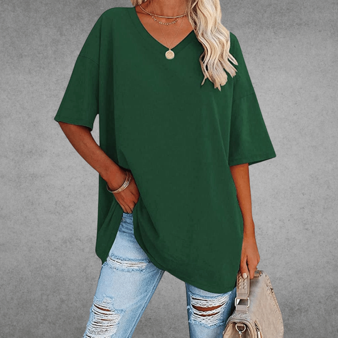 Elegant Women's T-Shirt with V-Neck & Short Sleeves | Soft Cotton Fabric for All-Day Comfort 13