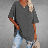 Elegant Women's T-Shirt with V-Neck & Short Sleeves | Soft Cotton Fabric for All-Day Comfort 14