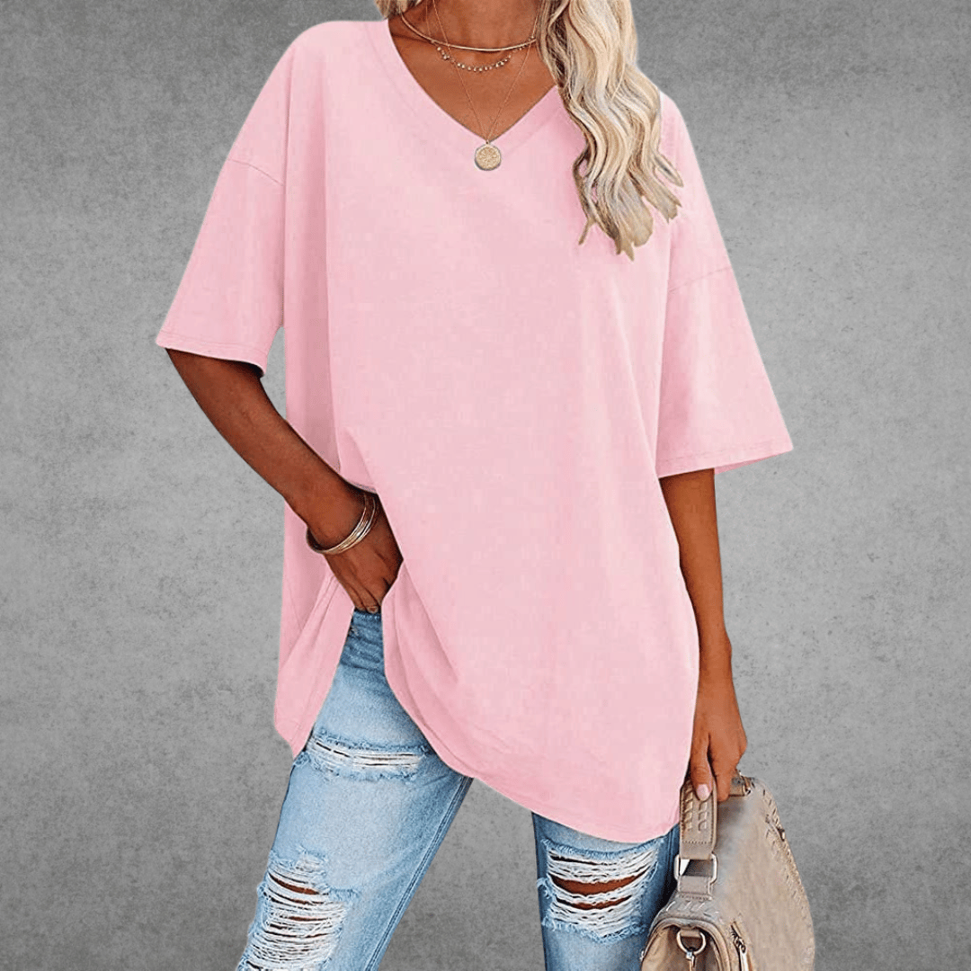 Elegant Women's T-Shirt with V-Neck & Short Sleeves | Soft Cotton Fabric for All-Day Comfort 4