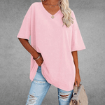 Elegant Women's T-Shirt with V-Neck & Short Sleeves | Soft Cotton Fabric for All-Day Comfort 4