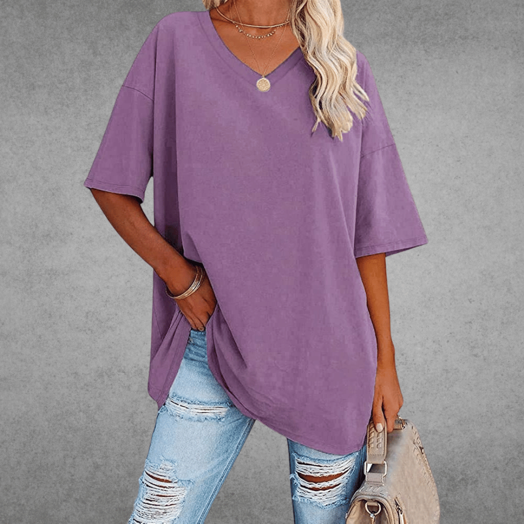 Elegant Women's T-Shirt with V-Neck & Short Sleeves | Soft Cotton Fabric for All-Day Comfort 5