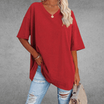 Elegant Women's T-Shirt with V-Neck & Short Sleeves | Soft Cotton Fabric for All-Day Comfort 6