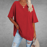 Elegant Women's T-Shirt with V-Neck & Short Sleeves | Soft Cotton Fabric for All-Day Comfort 6