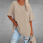 Elegant Women's T-Shirt with V-Neck & Short Sleeves | Soft Cotton Fabric for All-Day Comfort 8