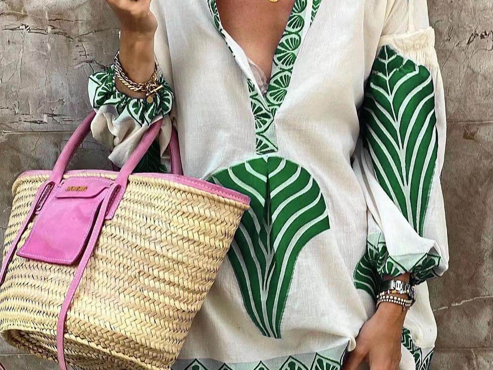 Elysia | Women's Dress with Geometric Print & V-Neck Design | Versatile Summer Style for Effortless Elegance 0
