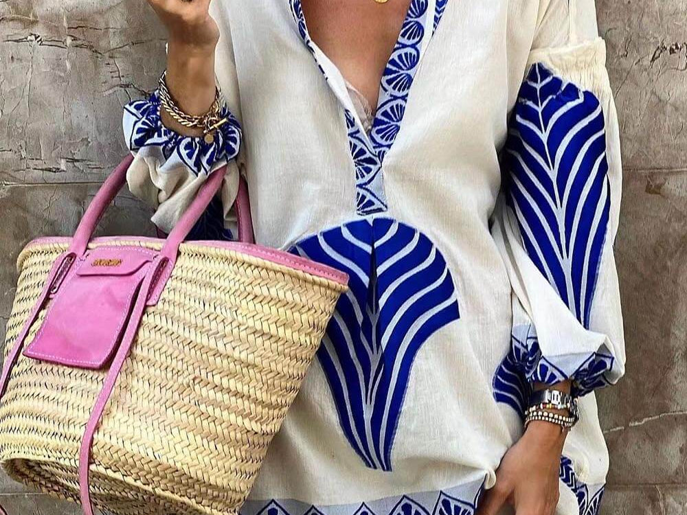 Elysia | Women's Dress with Geometric Print & V-Neck Design | Versatile Summer Style for Effortless Elegance 1
