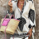 Elysia | Women's Dress with Geometric Print & V-Neck Design | Versatile Summer Style for Effortless Elegance 2