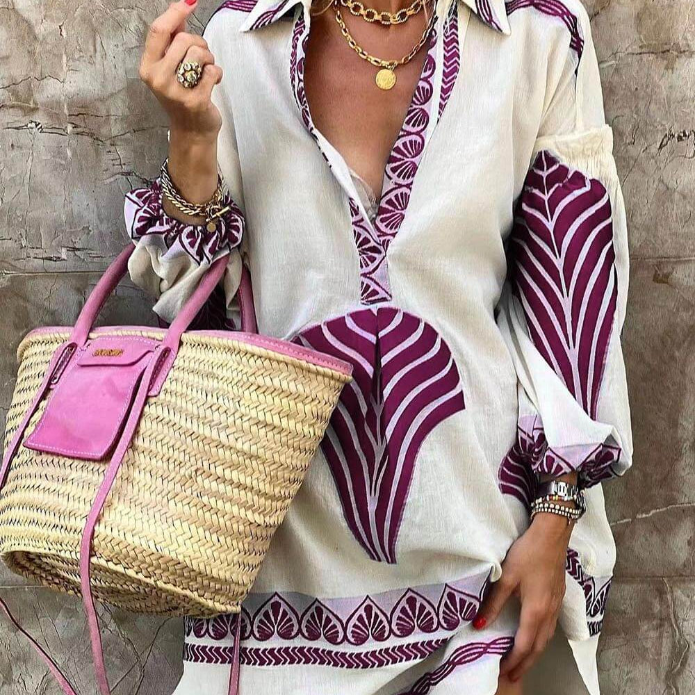 Elysia | Women's Dress with Geometric Print & V-Neck Design | Versatile Summer Style for Effortless Elegance 3