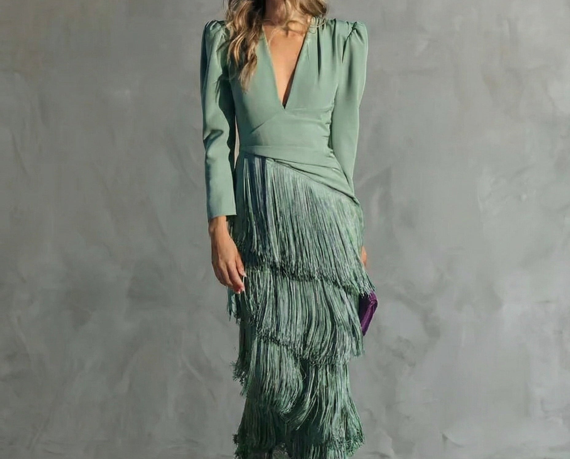 Esmeralda Collection | Women's Maxi Dress with Cascading Fringe | Elegant Evening Wear for Special Occasions 0